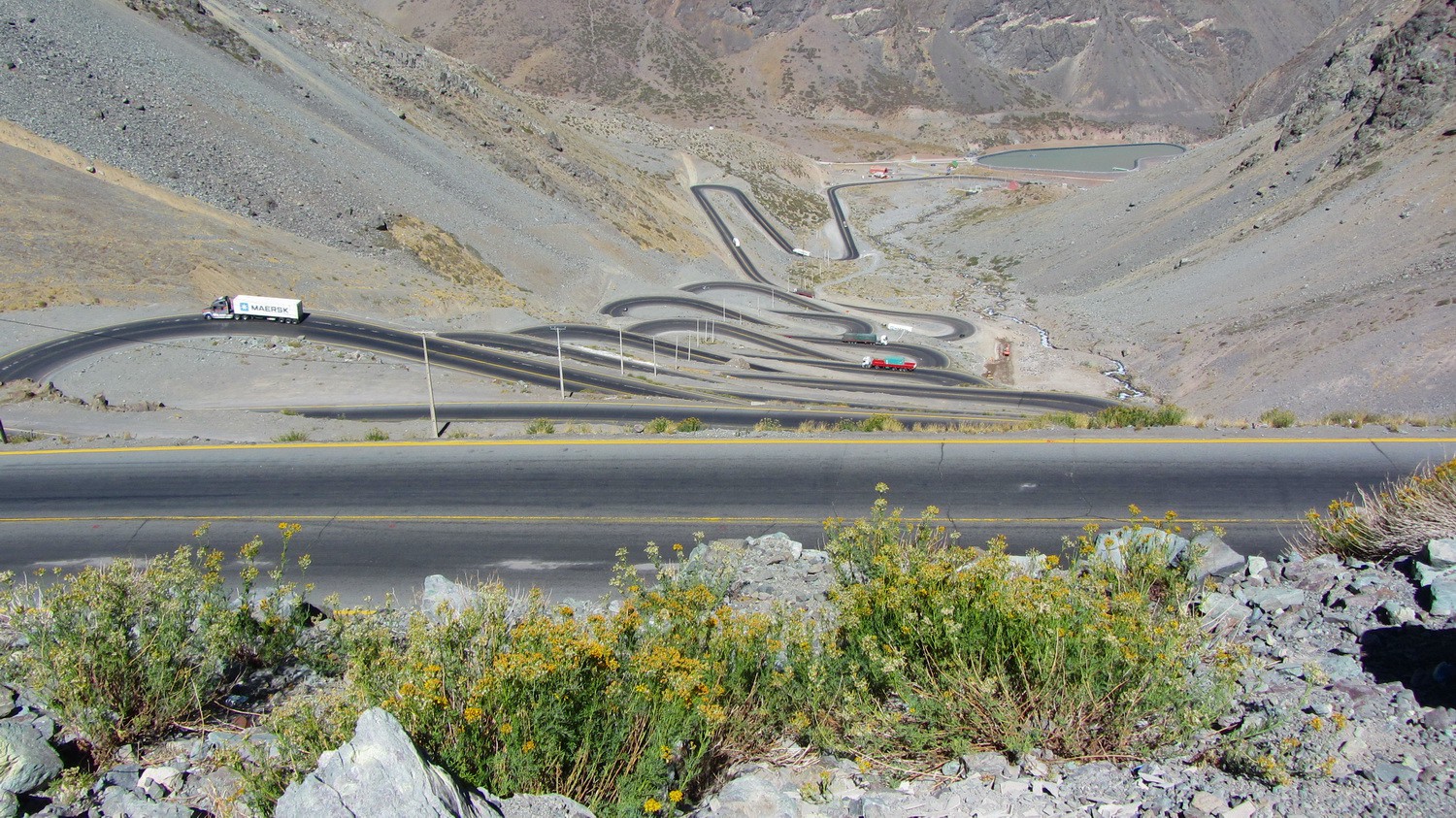 The street on the Chilen side of Paso Bermejo between Santiago and Mendoza